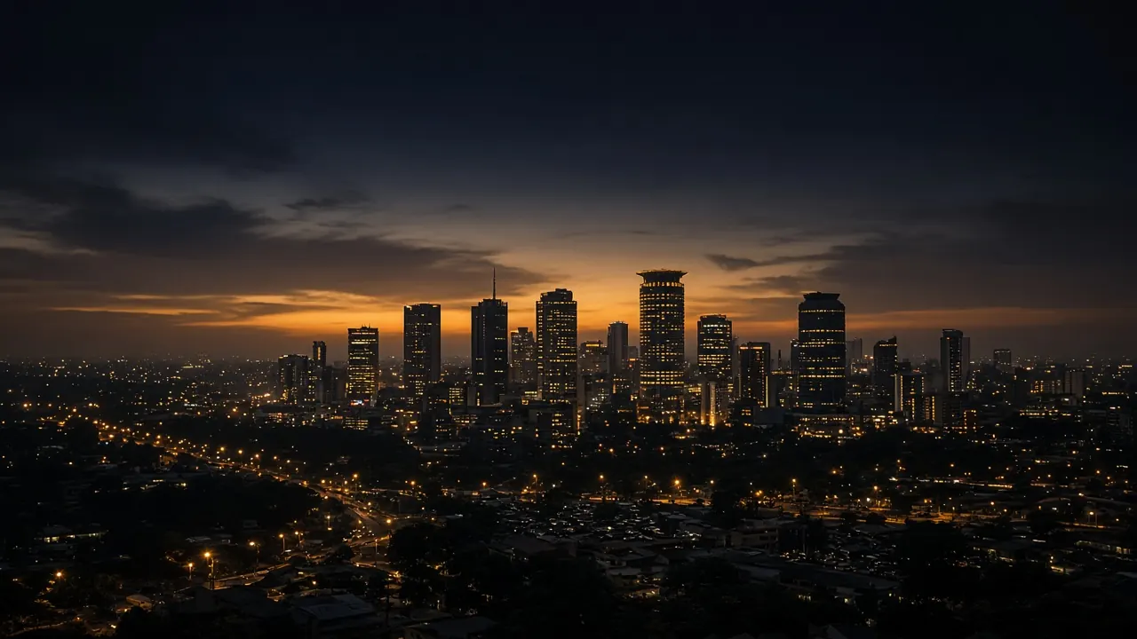 Nairobi city skyline at dusk with gold light on the horizon — Razorgrowth PR agency in Kenya
